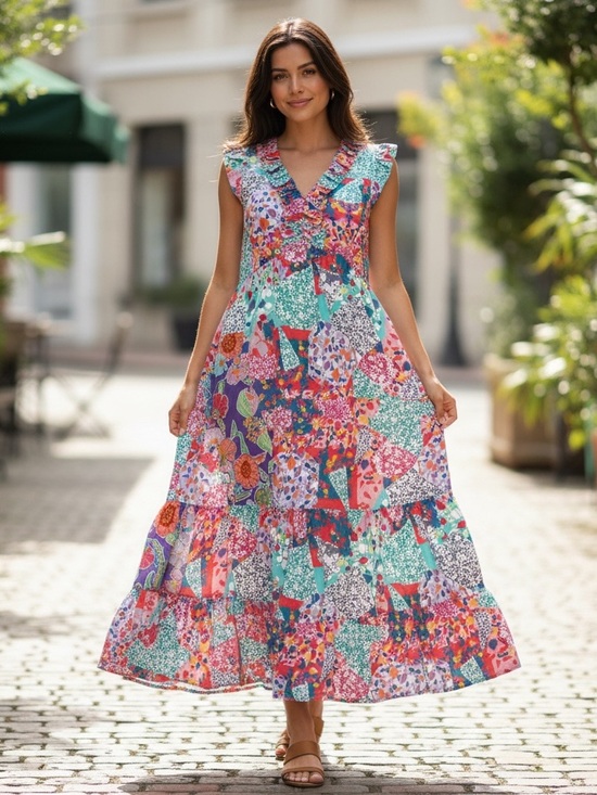 Tolani Dresses & Skirts - Tolani Collection Madison Patchwork Maxi Dress Large Petite Summer Dress
